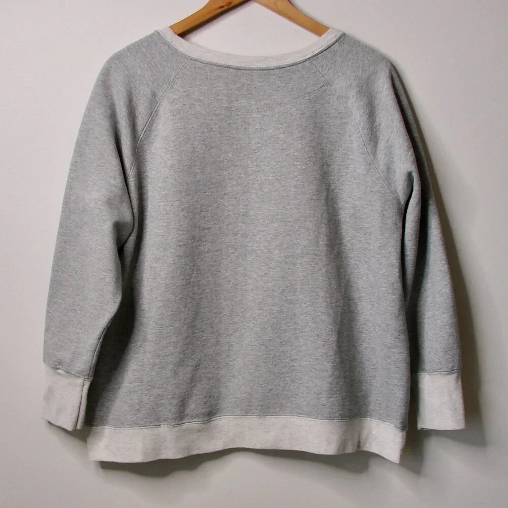 Champion Gray Crewneck Sweatshirt Cream Trim Fleece Logo Plus Size 2X - Picture 13 of 15